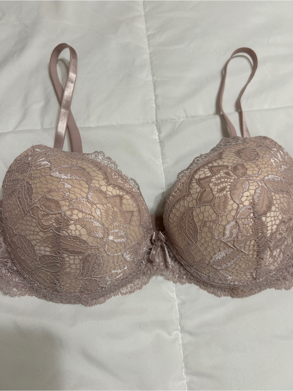 Lace Underwire Push-Up Bra in Dusty Rose